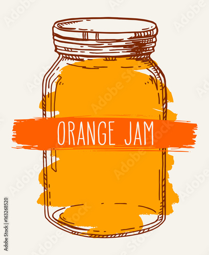Hand drawn orange jam jar