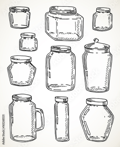 Hand drawn jars set