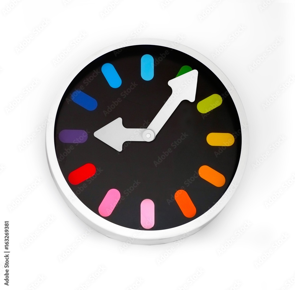 Modern clocks show different times (set) Modern clocks show different times (set)
