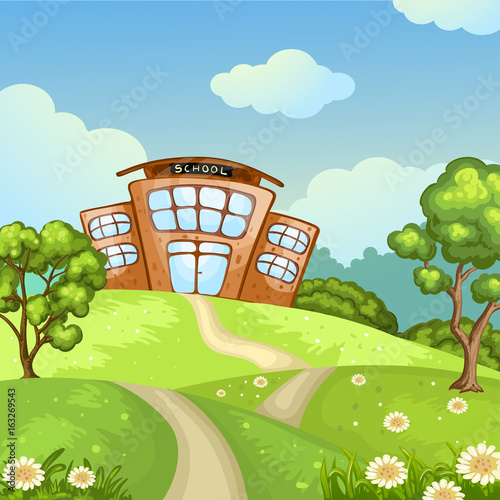 Illustration of school building