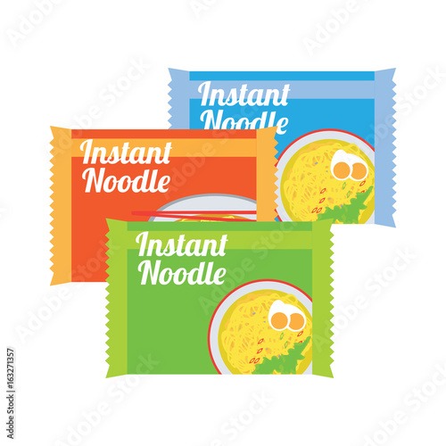 instant noodles in sachet packaging. vector illustration