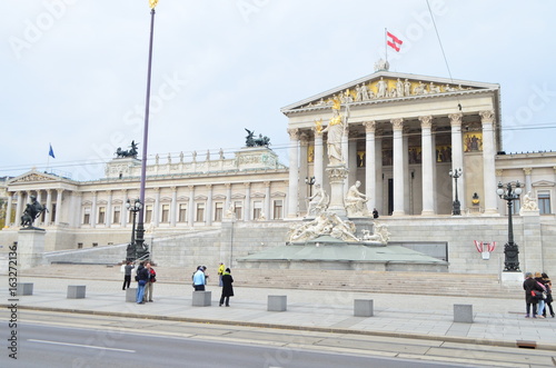 Street View of Austrian Parliament Building in Vienna, Austria