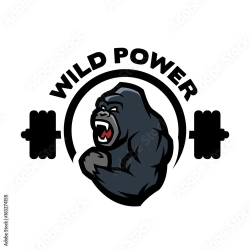 Angry gorilla. Sports gym logo.
