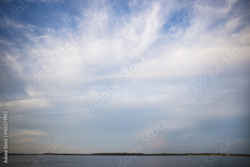 Sky at sunset with clouds and water