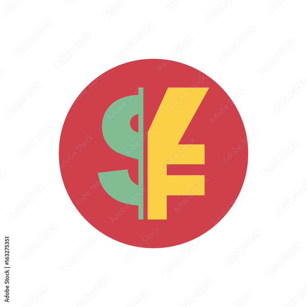 Currency exchange icons set - dollar, yen. Modern round color icons. Worldwide currency. Flat style icon. Vector illustration Currency exchange icons set - dollar, yen. Modern round color icons. Worldwide currency. Flat style icon. Vector illustration