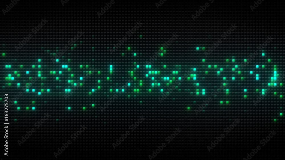 Glowing green cubes on black tiles Glowing green cubes on black tiles