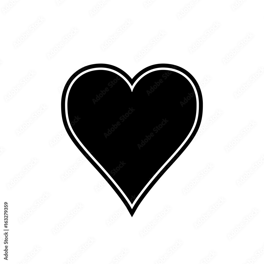 Heart icon black and white vector illustration