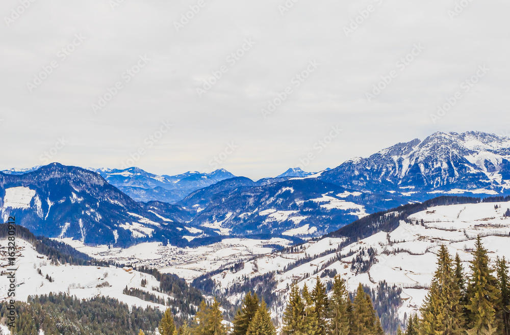 Mountains with snow in winter. Ski resort of Soll, Tyrol, Austria Mountains with snow in winter. Ski resort of Soll, Tyrol, Austria