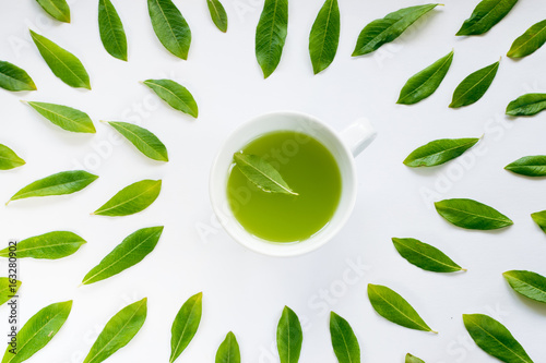 Wallpaper Mural Green Tea and Fresh Tea Leaves Torontodigital.ca