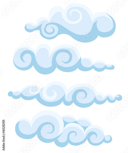 Clouds sky vector illustration cartoon pattern collection set Web site page and mobile app design vector element.
