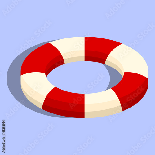 Isolated lifebuoy or swimming ring. Colorful stripped flat 3d elements isolated on the background. Vector isometric illustration.