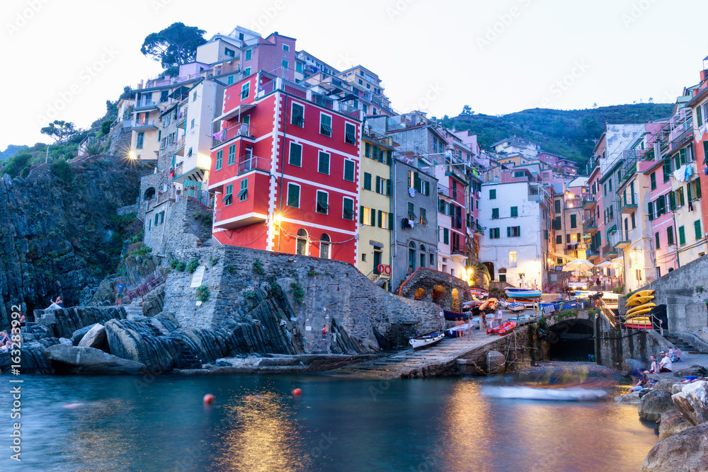 Riomaggiore one of five villages in Cinque Terre National Park on Italian Riviera, Liguria, Italy