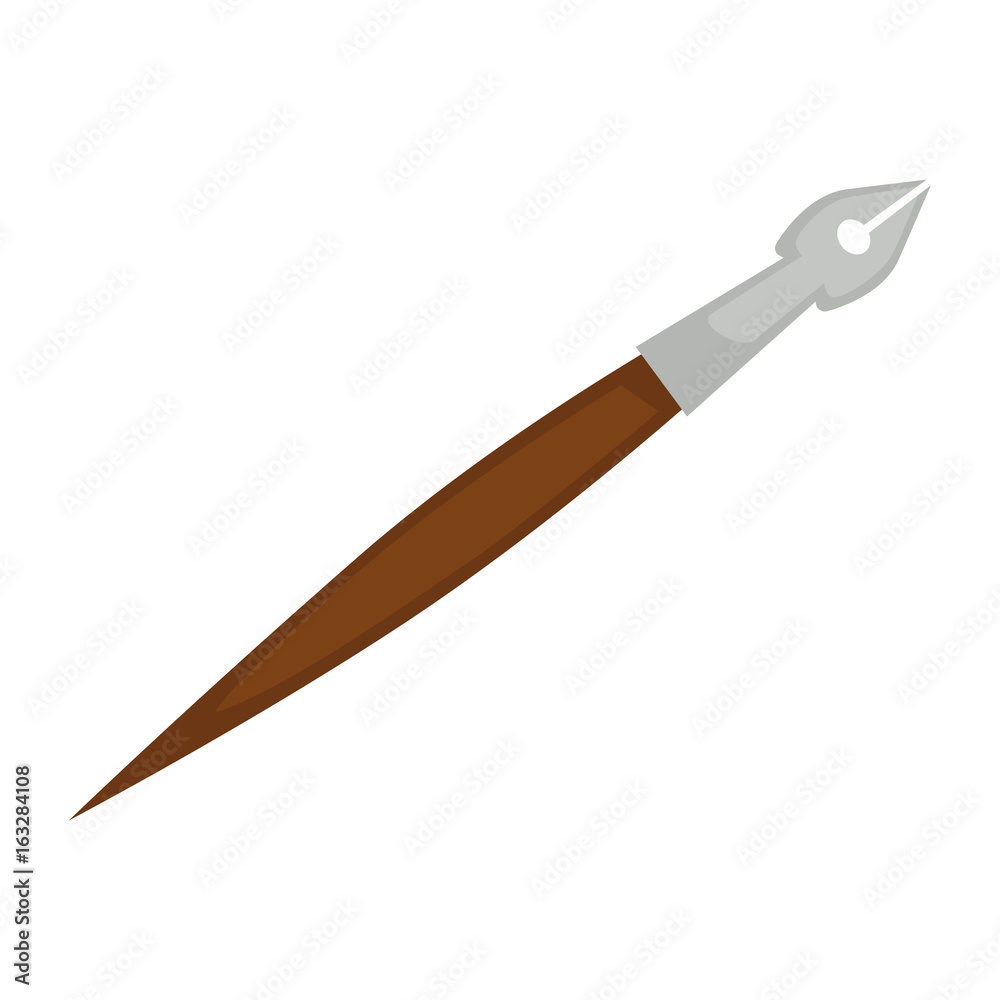 Old-fashioned pen with metal end and wooden holder Old-fashioned pen with metal end and wooden holder