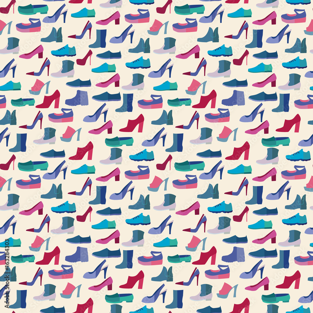 Vector shoes fashion collection seamless pattern