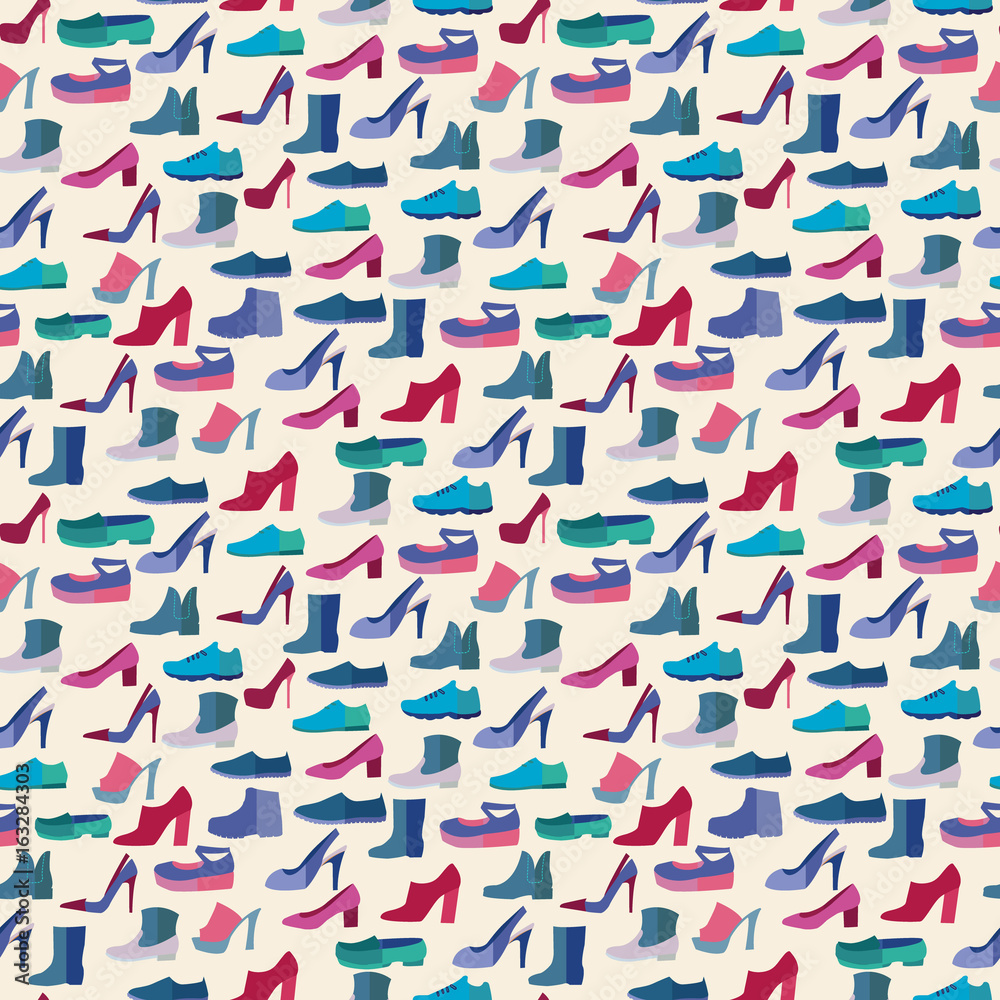 Vector shoes fashion collection seamless pattern Vector shoes fashion collection seamless pattern