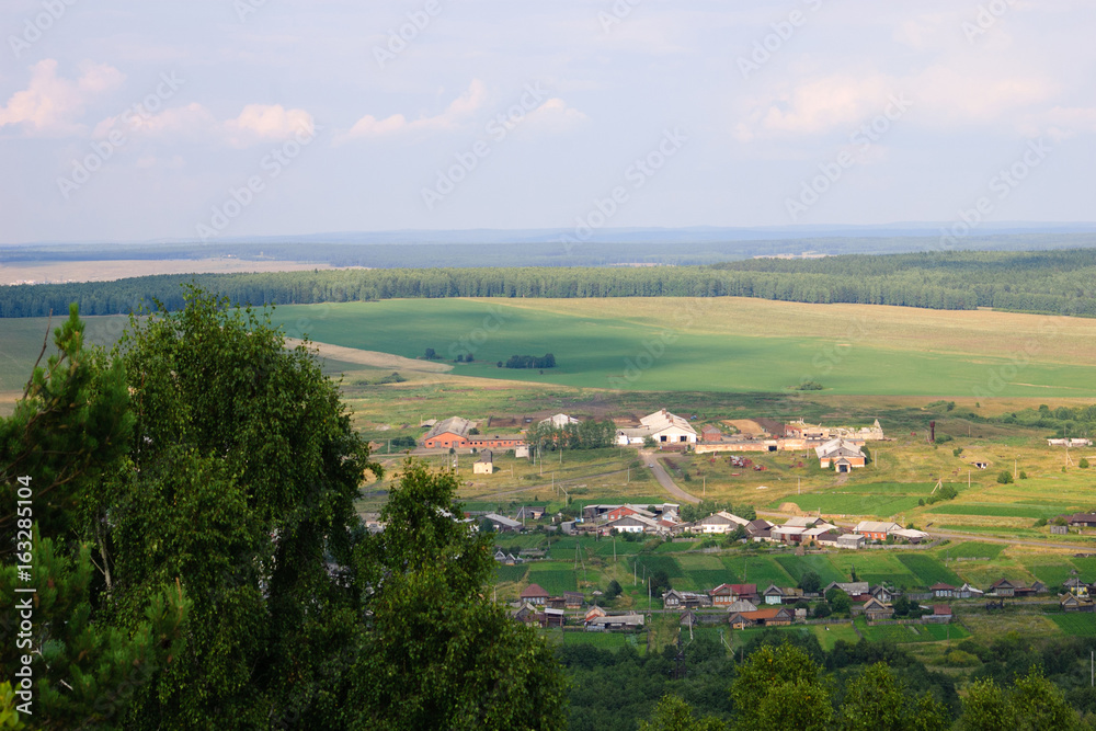 Fototapeta premium Summer landscape, view from the mountain.