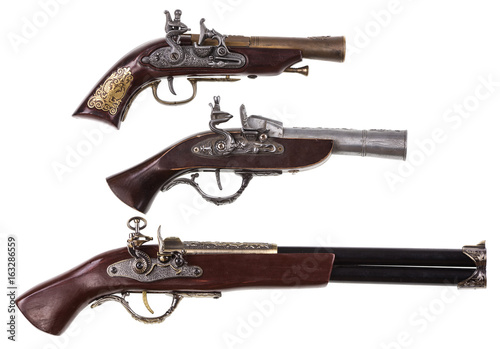 Collection of ancient pistols