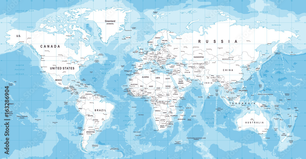 Fototapeta premium World Map Vector. Detailed illustration of worldmap
