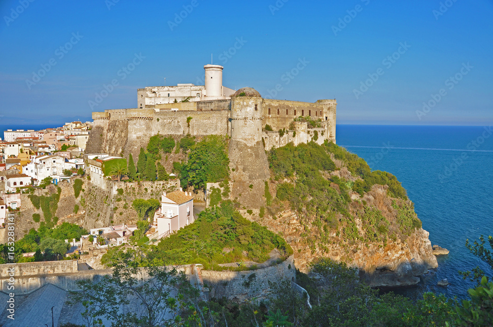 Impregnable castle of Gaeta in the rays of the setting sun