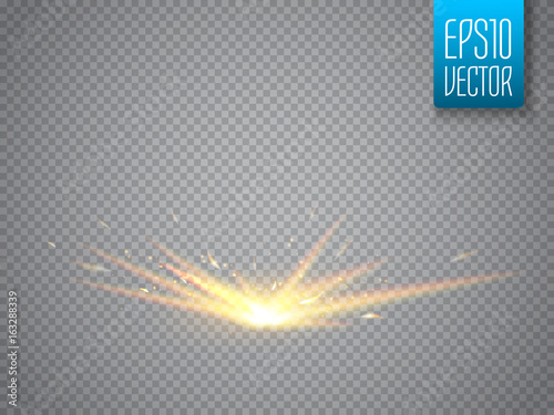 Spark isolated on transparent background. Vector light effect photo