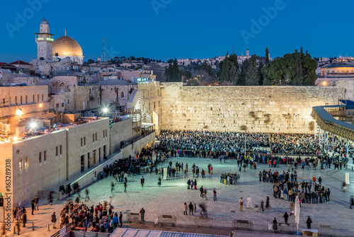 Western Wall, Wailing Wall or Kotel in Jerusalem during Shabbat pray, Israel
