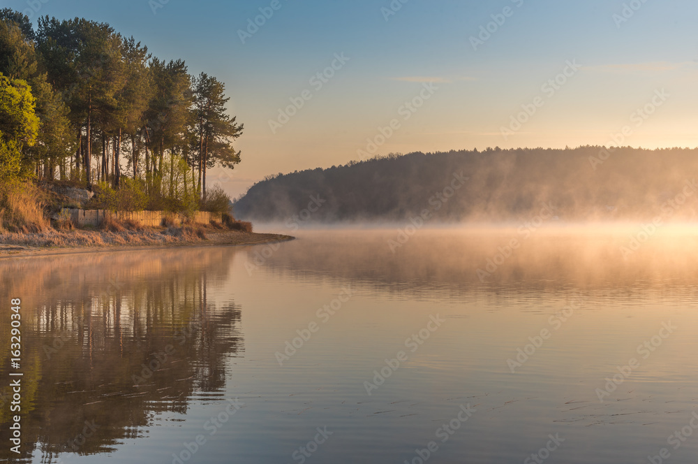 Magical sunrise over a lake