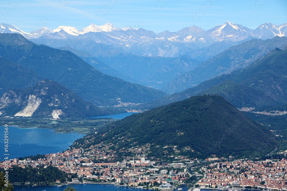 Landscape of Lake Maggiore view from Mount Sasso del Ferro, Laveno Italy 
