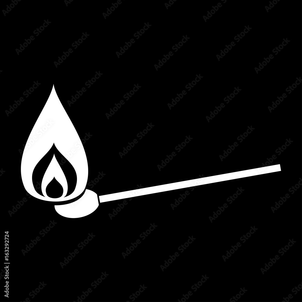 Burning match the white color icon . Burning match the white color icon .