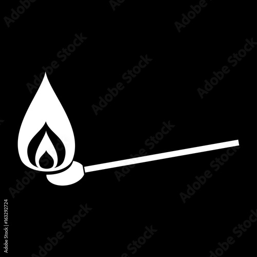 Burning match  the white color icon .
