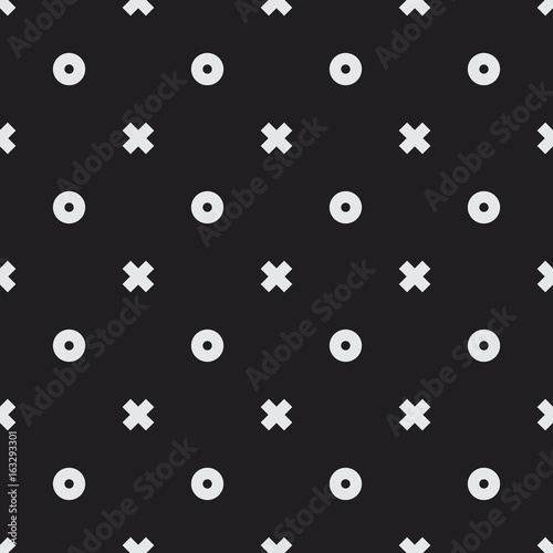 Memphis style seamless vector pattern with letters x and o. Minimal decorative texture for print  invitation  textile  fabric  wallpaper  card  poster  home decor  packaging  and wrapping paper.