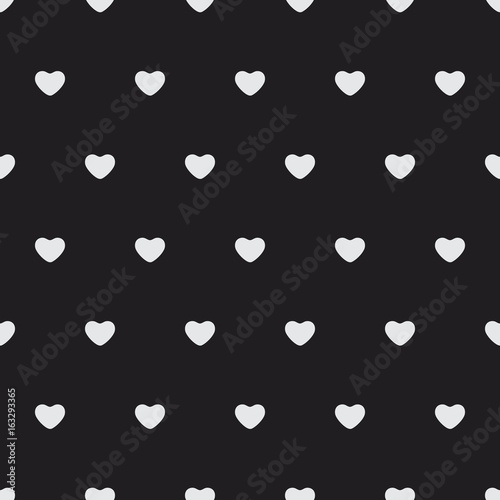 White hearts on dark background seamless geometric pattern. Classic background texture for invitation, print, textile, wallpaper, card, poster, home decor, packaging, and wrapping paper.