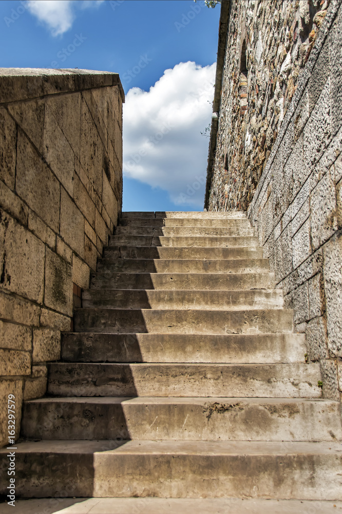 Stone stairway up to sky