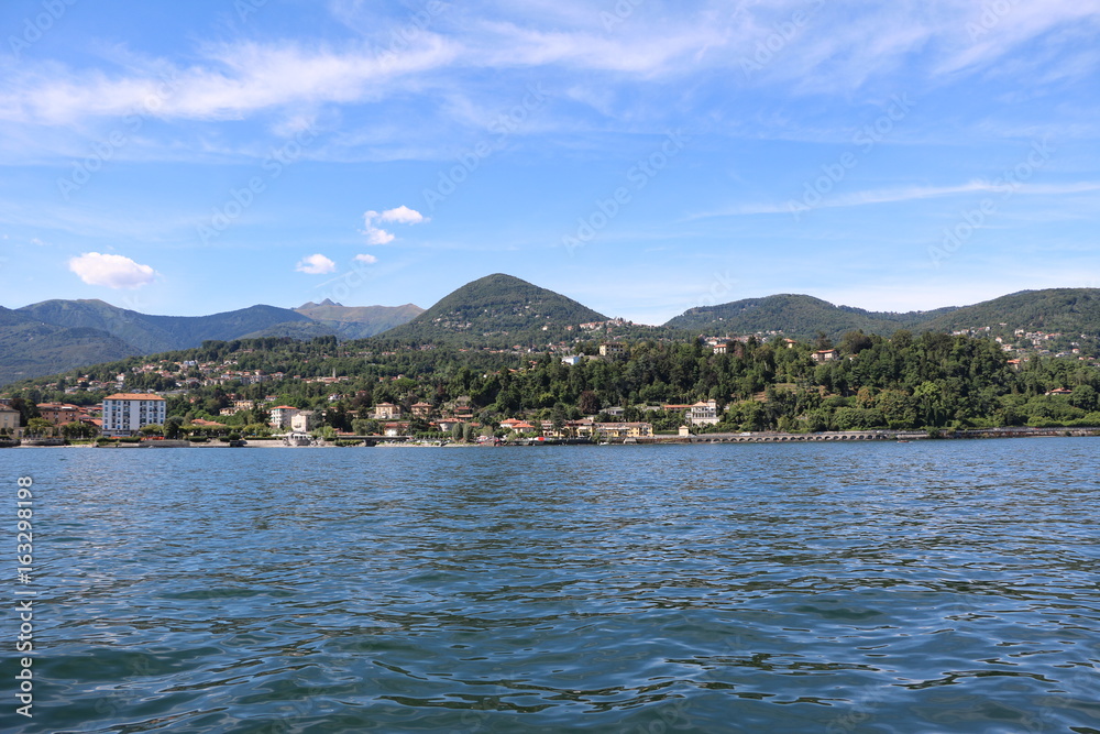 View to Verbania Intra at Lake Maggiore in summer, Piedmont Italy 
