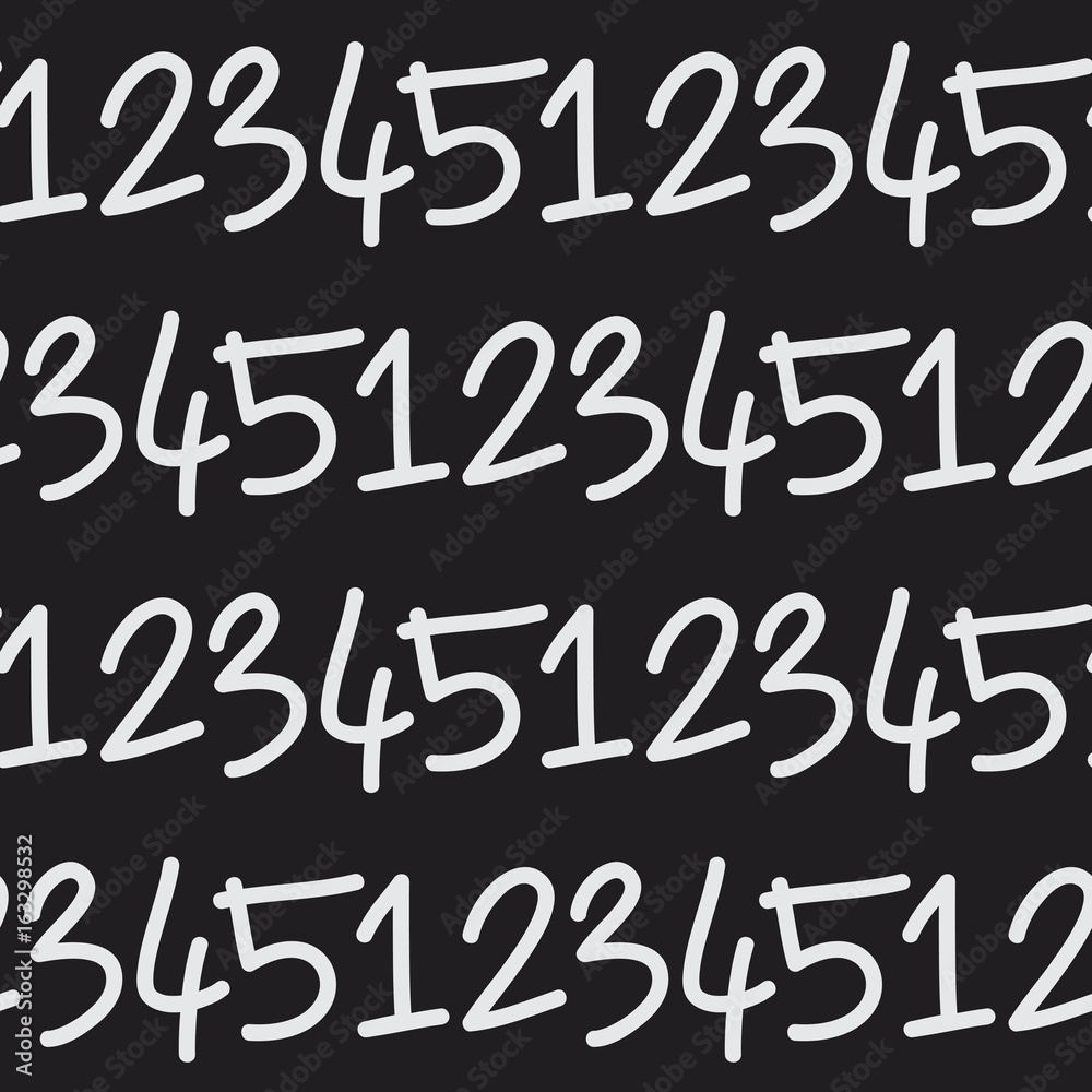 Handwritten numbers, 12345. Seamless vector pattern or graffiti style background for print, textile, fabric, wallpaper, card, poster, home decor, packaging, and wrapping paper.