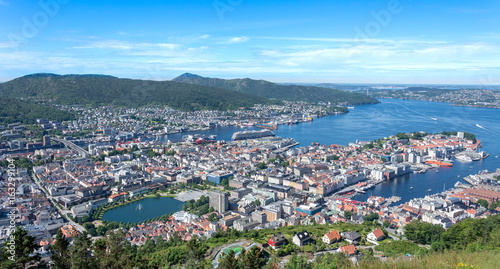 Bergen Norway city view from high up