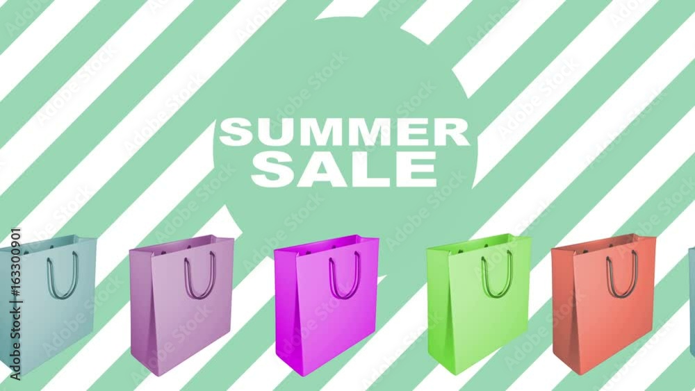 Summer sale sign with animated shopping bags Summer sale sign with animated shopping bags