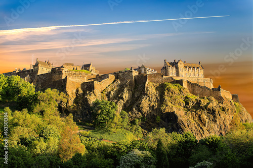 Looking up the hill at Edinburgh Castle. Edinburgh Castle.