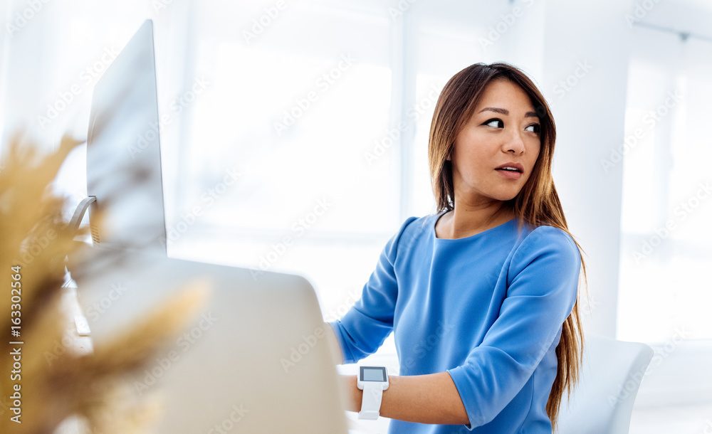 Young asian woman working in the office Young asian woman working in the office