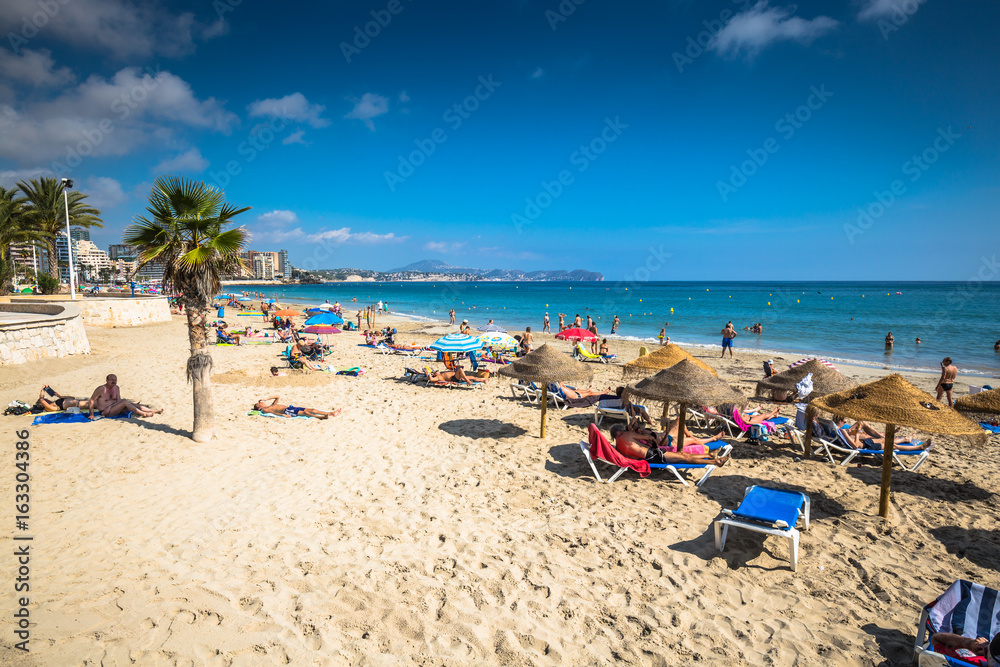 Calpe,Spain-September 11,2016: beach near Penon de Ifach at Alicante Spain