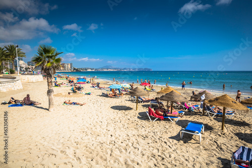 Calpe Spain-September 11 2016  beach near Penon de Ifach at Alicante Spain