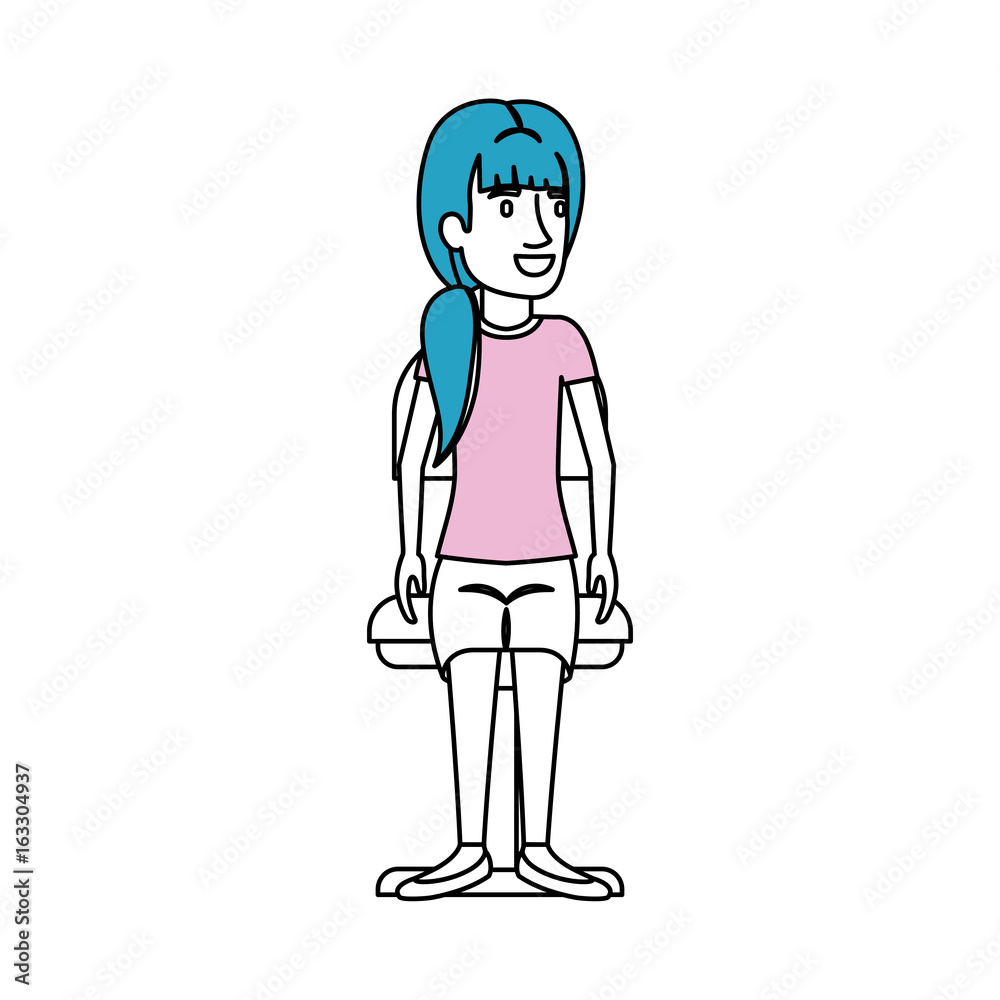silhouette color sections of woman with ponytail hair and sitting in chair vector illustration silhouette color sections of woman with ponytail hair and sitting in chair vector illustration