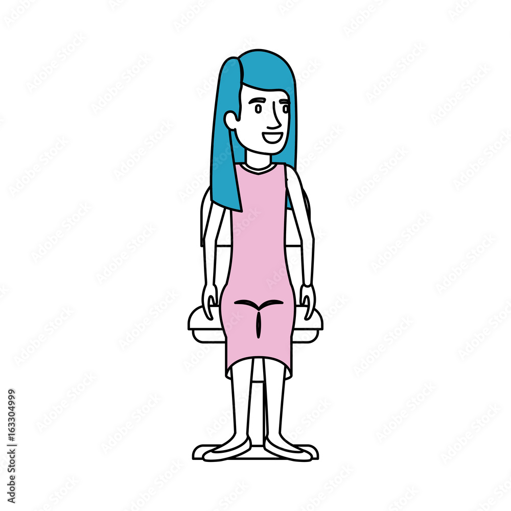 silhouette color sections of woman with long hair and straight and sitting in chair vector illustration silhouette color sections of woman with long hair and straight and sitting in chair vector illustration