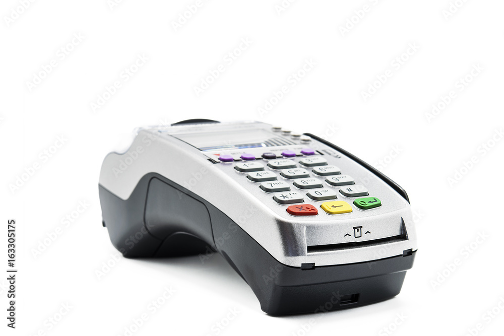Credit Card reader machine on white background Credit Card reader machine on white background