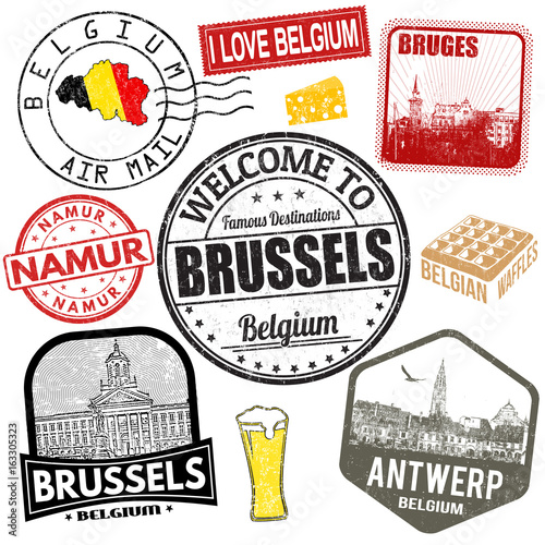 Belgium travel stamps set