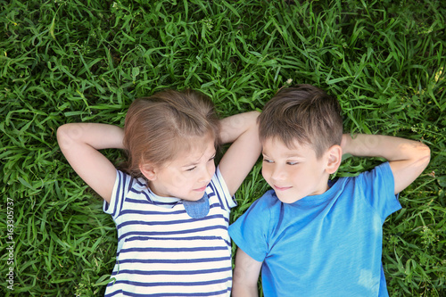 Cute little children lying ...