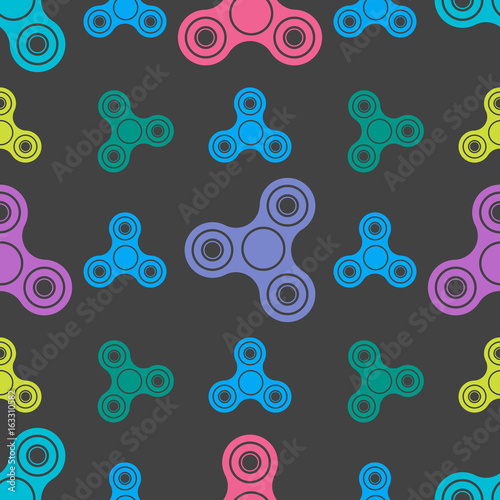 Hand Spinners Seamless pattern on white background. Vector illustration