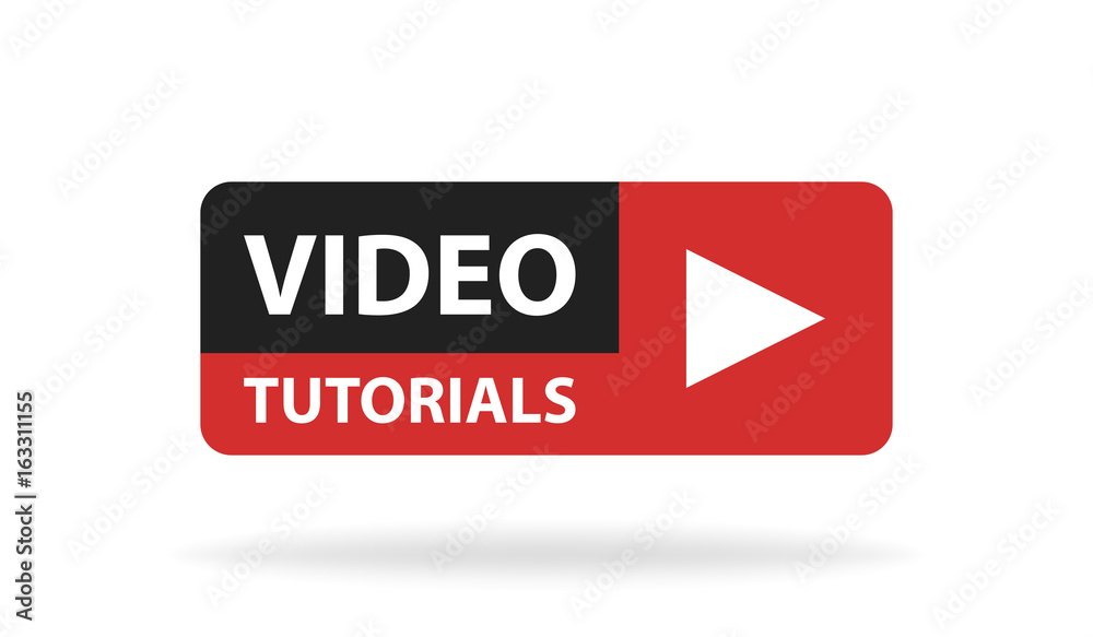 Online video tutorials education button. Play lesson concept. Vector illustration - obrazy, fototapety, plakaty 