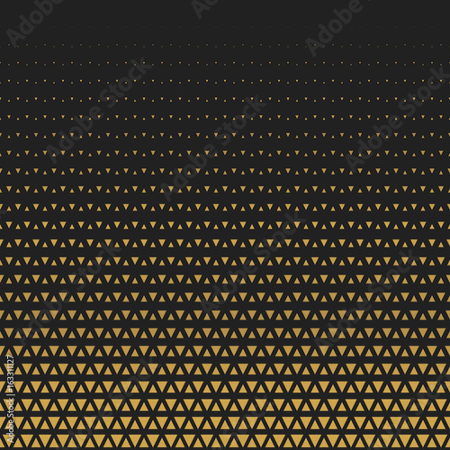 Abstract geometric gold triangle halftone retro vintage seamless pattern. Vector illustration