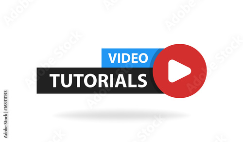 Online video tutorials education button. Play lesson concept. Vector illustration photo