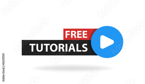 Online video tutorials education button. Play lesson concept. Vector illustration